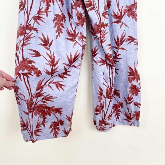 Hatch Maternity Noa Jumpsuit 100% Linen Heron Print Boho Floral Wide Leg Nursing - Picture 11 of 15